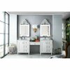 James Martin Vanities Copper Cove Encore  86in Double Vanity Set, Bright White w/ 3 CM Arctic Fall Solid Surface Top 301-V86-BW-DU-3AF